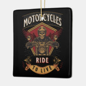 スカルに乗るバイク、ライブに乗る セラミックオーナメント (左)