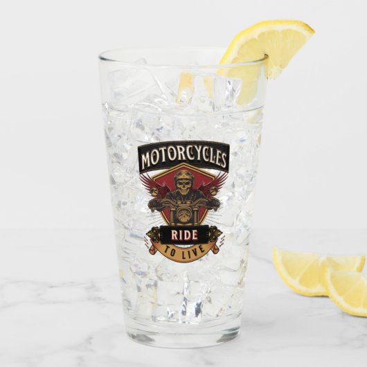 スカルに乗るバイク、ライブに乗る タンブラーグラス (アイス裏面)