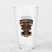 スカルに乗るバイク、ライブに乗る タンブラーグラス (正面)