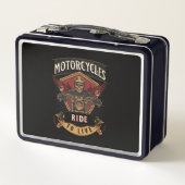 スカルに乗るバイク、ライブに乗る メタルランチボックス (裏面)