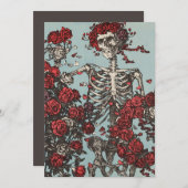 スカルに囲まれたバラ 招待状 (正面/裏面)