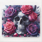 スカルに囲まれた鮮やかバラ マウスパッド (正面)