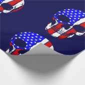 スカルのアメリカ国旗の骨格愛国的な ラッピングペーパー (角)