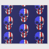 スカルのアメリカ国旗の骨格愛国的な ラッピングペーパー (フラット)