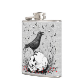 スカルのイラストレーションのワタリガラス フラスク (左)