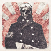 スカルのカミカゼ スクエアペーパーコースター (正面)