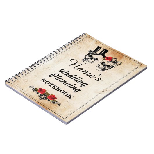 スカルのクリーム色のノートの結婚式の計画のノート ノートブック (左側)