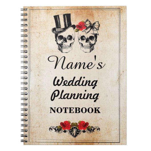 スカルのクリーム色のノートの結婚式の計画のノート ノートブック (正面)