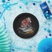 スカルのサンタクロースとクリスマスジャケットと帽子 ペーパープレート (パーティー)