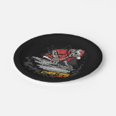 スカルのサンタクロースとクリスマスジャケットと帽子 ペーパープレート (アングル)