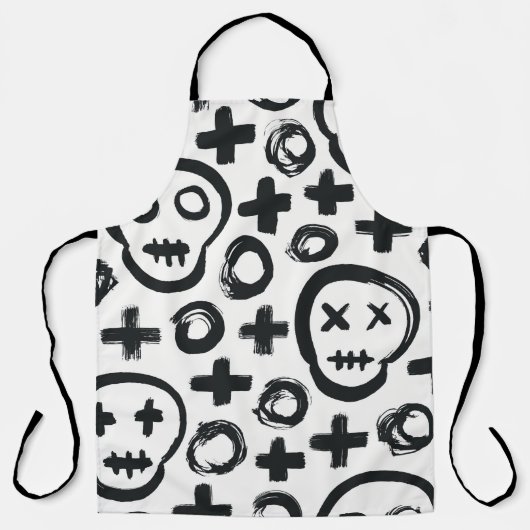 スカルのシームレスな背景～での表面装飾 エプロン (正面)