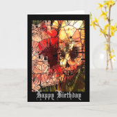 スカルのステンドグラスのバースデー・カード カード (黄色い花)