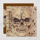 スカルのスネークスキンハロウィン招待 招待状 (正面/裏面)