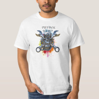 スカルのデザインのガソリン頭部 Tシャツ