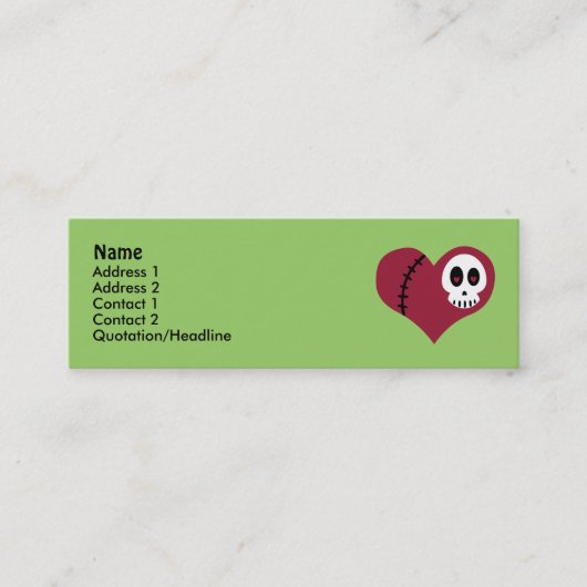 スカルのハートのプロフィールカード スキニー名刺 (正面)