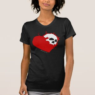 スカルのハートレディースワイシャツ Tシャツ