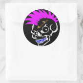 スカルのピンクおよび黒いステッカー ラウンドシール (バッグ)