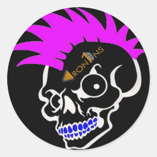 スカルのピンクおよび黒いステッカー ラウンドシール
