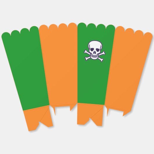 スカルのボーン緑とオレンジのポップコーンの箱 フェイバーボックス (見開き)