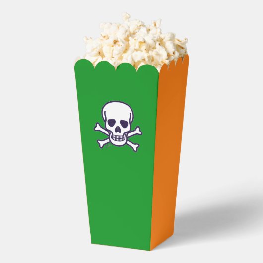 スカルのボーン緑とオレンジのポップコーンの箱 フェイバーボックス (はじけた状態)