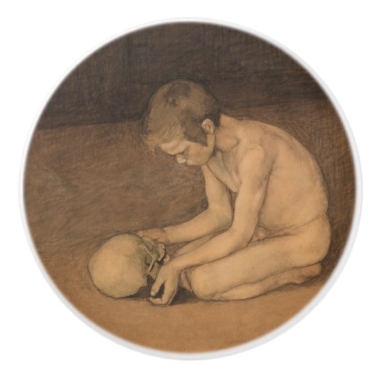 スカルの少年（Magnus Enckell著） セラミックノブ (正面)