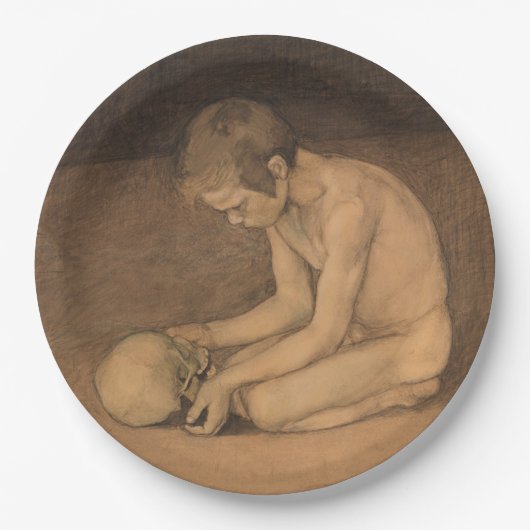 スカルの少年（Magnus Enckell著） ペーパープレート (正面)