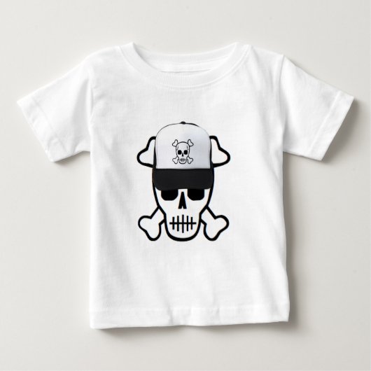 スカルの帽子が付いているスカル ベビーTシャツ (正面)