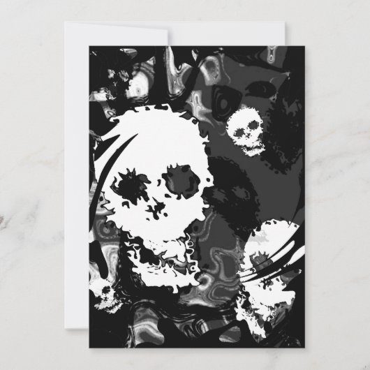 スカルの幽霊B&Wの渦巻の招待 招待状 (正面)