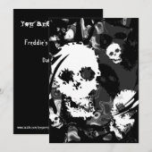 スカルの幽霊B&Wの渦巻の招待 招待状 (正面/裏面)