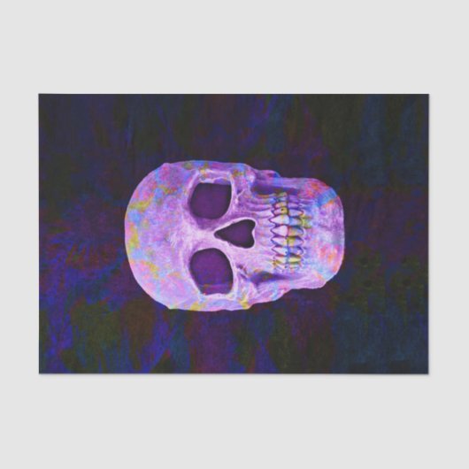 スカルの日の死んだ紫の青のネオンゴシック 薄葉紙 (正面)