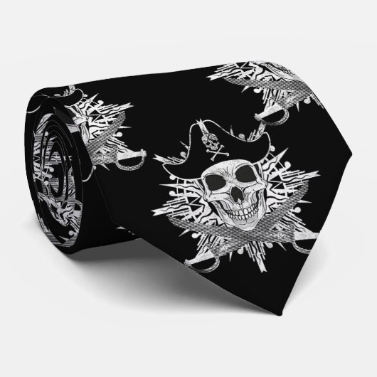 スカルの海賊十字のカットラスのタイ ネクタイ (ロール)