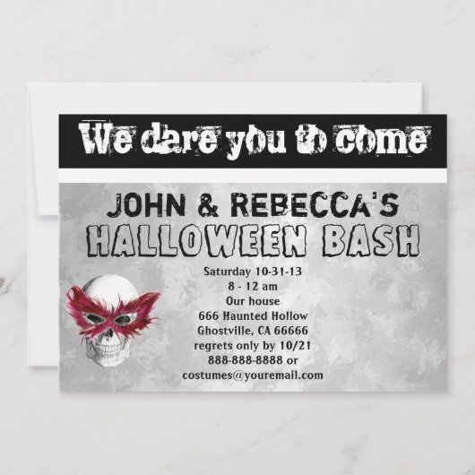 スカルの羽毛マスク 招待状 (裏面)