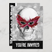 スカルの羽毛マスク 招待状 (正面/裏面)
