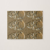 スカルの背景の金ゴールド ジグソーパズル (横)