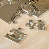 スカルの背景の金ゴールド ジグソーパズル (側面)