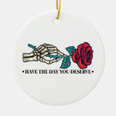 スカルの花がやる気を起こさせる セラミックオーナメント (正面)