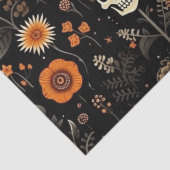 スカルの花と緑の黒ハロウィーン 薄葉紙 (詳細)