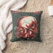 スカルの花の枕 クッション (ブランケット)