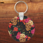 スカルの花：シームレスな暗い背景。 キーホルダー (正面)