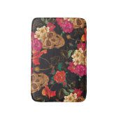 スカルの花：シームレスな暗い背景。 バスマット (正面縦)