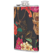 スカルの花：シームレスな暗い背景。 フラスク (左)