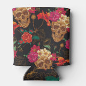 スカルの花:シームレスな暗い背景。 缶クーラー (裏面)