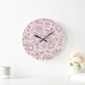 スカルの花：メキシコの日シームレス。 ラージ壁時計 (ホーム)