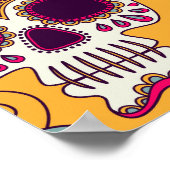 スカルの花：メキシコの日背景 ポスター (角)