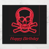 スカルの赤と黒の色、デジタルアートのパーソナライズ ビールラベル (シングルラベル)