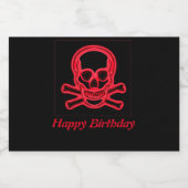 スカルの赤と黒の色、デジタルアートのパーソナライズ リキュールボトルラベル (シングルラベル)