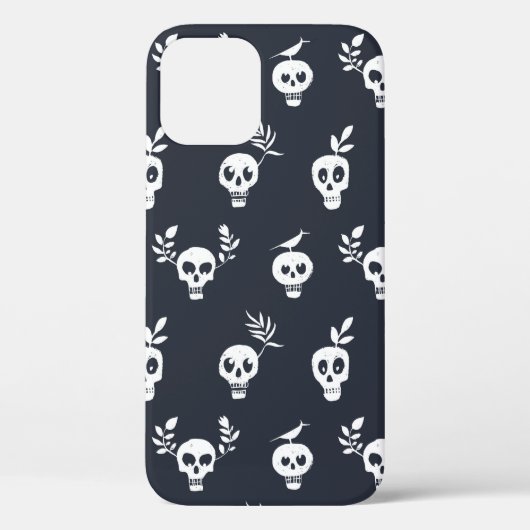スカルの通常の水玉模様パターン(植物と二) Case-Mate iPhoneケース (裏面)