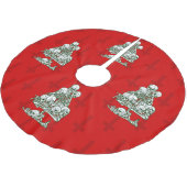 スカルの醜いクリスマスツリーの骨格ゴシッククロス ブラッシュドポリエステルツリースカート (アングル)