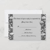 スカルのSpellbookの黒く及び白いロマンスの結婚式 出欠カード (裏面)