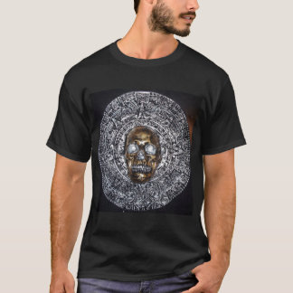 スカルのTシャツが付いているアズテック派のマヤのカレンダー Tシャツ